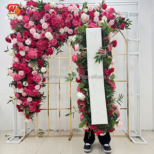 LEDA Customized Wedding Party decoration Pink <b>Artificial</b> Rose <b>Flowers</b> Peony Handmade <b>Flower</b> Runner Soft Irregular - Product Image 4