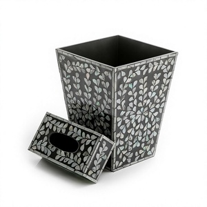 Bone Inlay Work Wooden Waste <b>Bin</b> With MOP Work Finest Quality Tissue Box Dust <b>Bin</b> Customized Shape And Size Dust <b>Bin</b> - Product Image 1