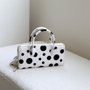 Modern Casual Small Genuine Leather Zipper Closure Square Wallet Horsehair Polka Dot <strong>Single-shoulder</strong> Crossbody Phone <strong>Pouch</strong> - Product Image 3