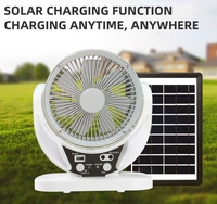 Ventilateur solaire de 6 pouces AC/DC rechargeable, mini ventilateur de table, camping en plein air, urgence avec ports USB LED, ventilateurs de refroidissement pour la maison et le bureau
