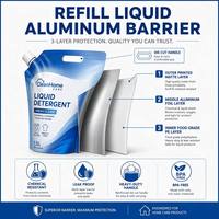Pochette souple personnalisée en aluminium avec bec verseur, poignée et buse pour emballage de détergent liquide