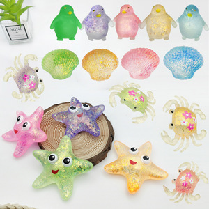 Hot Sale Creative Marine Animal Pinch Green-Headed Fish Crab Starfish Shell <b>Squeeze</b> Relief Squishy Toys for Kids Boys and Girls - Product Image 1
