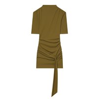 Nouvelle robe mini plissée décontractée et élégante pour femme 2026 avec ceinture décorative, style rétro chic à manches courtes.