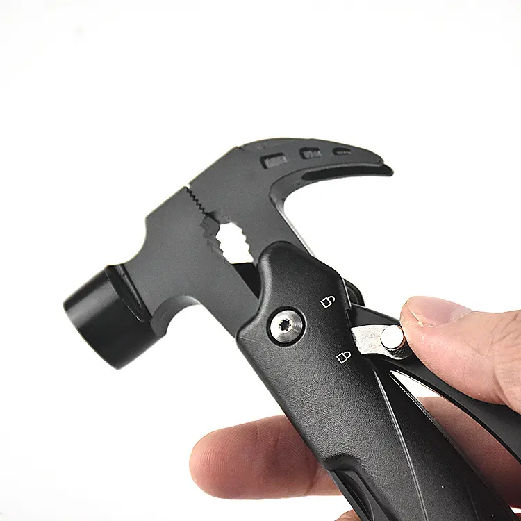 Outdoor portable tool knife pliers mini crook hammer pliers multi-purpose folding ground nail hammer Camping tent accessories