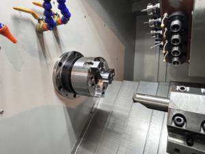 Flat <b>Bed</b> CNC Lathe Turning HS-6y with Hydraulic Collet and Y Axis C Axis and 4+4 Live Tool - Product Image 5