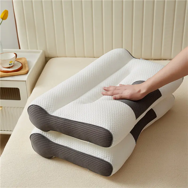 4D traction pillow Ergonomic partition neck pillow Hotel home feather silk cotton comfortable sleeping bed pillow