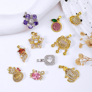 Accesorios de circonita chapados en oro de 18k que conservan el color, dijes de la suerte, colgantes de zorro y bolsa de la suerte, collares DIY, pendientes y otros. - Product Image 2