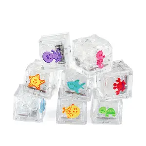 8Pcs Kids Bathing Luminous Ice Cubes Cute Animal Print Colorful LED Light Toys,Perfect Child Intellectual Toy Gift Set