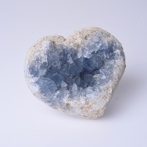 Amas de cristal de célestine pour la décoration, vente de cristal de forme de cœur naturel, cristal de guérison bleu FengShui, <span class=keywords><strong>image</strong></span> de cristal poli - Product Image 4