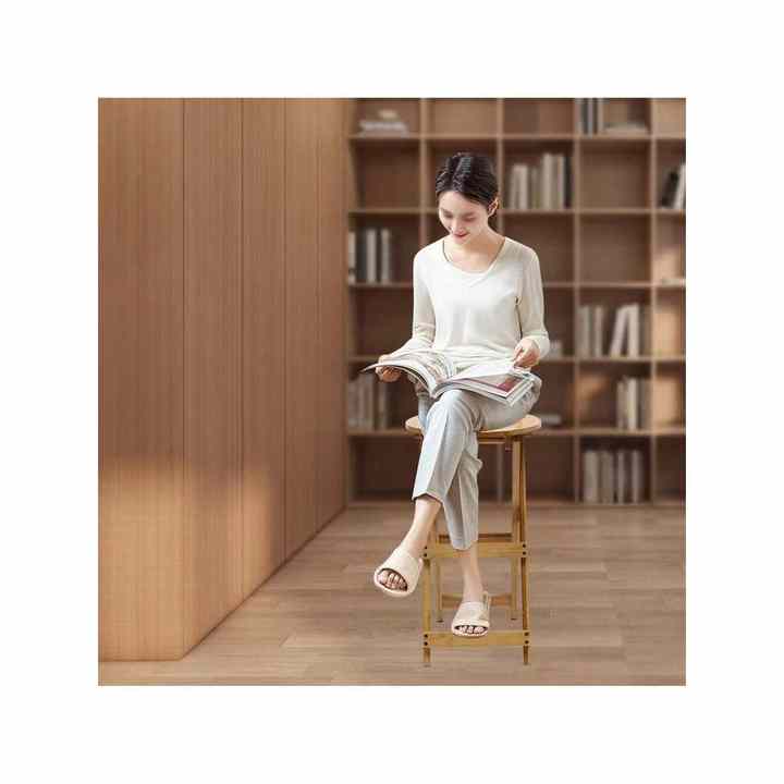 Portable Folding Bamboo Bar Stool with Backrest and Footrest Easy Assembly Home Furniture for Kitchen Island Breakfast