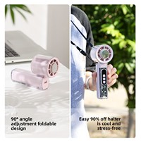 Ventilateur de poche haute vitesse, mini-ventilateur portable avec 199 vitesses, affichage numérique LED, transparent avec éclairage intégré