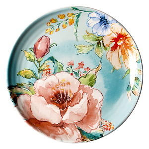 Assiettes de fête plates en céramique de 9 pouces, pigmentées et jetables, avec logo personnalisé, motif végétal de style européen et américain - Product Image 5
