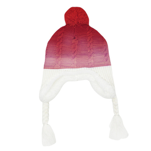 Bonnet d'hiver chaud en fibre acrylique tricoté deux tons avec logo personnalisé en gros Bonnet à oreillettes doux avec <span class=keywords><strong>pompon</strong></span> Chapeau pull tricoté - Product Image 4