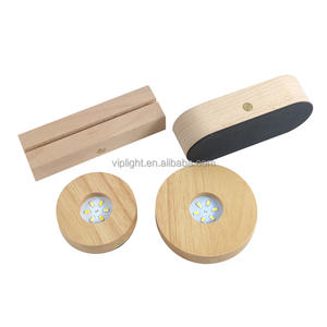 Base de luz LED de noche 3D de madera sólida creativa Base de lámpara de soporte de madera luminosa alimentada por USB para dormitorio minimalista - Product Image 3