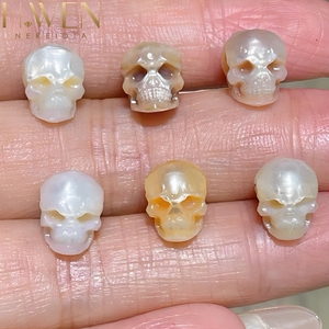 ลูกปัดมุกน้ำจืดธรรมชาติรูปทรงกระโหลกขนาด 8-9 มม. แกะสลักสีธรรมชาติ สำหรับทำเครื่องประดับ DIY - Product Image 2