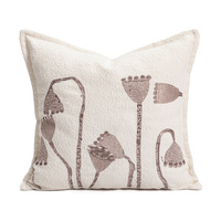Style crémeux Lotus Pod bambou broderie Jacquard décor housse de coussin haute qualité Polyester maison taie d'oreiller avec bord