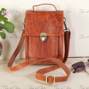 Luxury Hand Crafetd Crossbody 100% Genuine Leather Pouch Retro <b>Messenger</b> <b>Bag</b> Shoulder Sling <b>Bags</b> Custom Leather Accessories OEM - Product Image 4