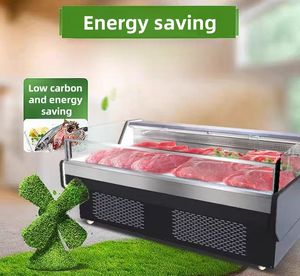 Comptoir commercial de viande de charcuterie le plus <span class=keywords><strong>populaire</strong></span> réfrigérateur vitrine en verre arrondi équipement de réfrigération de <span class=keywords><strong>boucherie</strong></span> d'affichage - Product Image 4