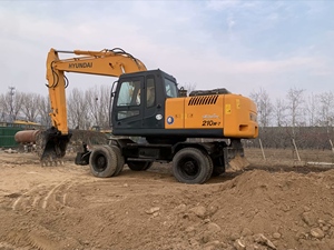 Excavatrice sur pneus Hyundai 210 d'occasion d'origine coréenne / Excavatrice sur pneus Robex Hyundai R210w 210w-7 de 21 tonnes à vendre - Product Image 3