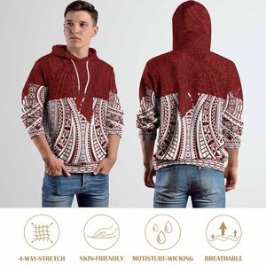 Felpe con cappuccio di alta qualità all'ingrosso da uomo polinesiano Design tribale rosso <span class=keywords><strong>oversize</strong></span> <span class=keywords><strong>felpa</strong></span> con cappuccio Unisex Streetwear con cappuccio - Product Image 4