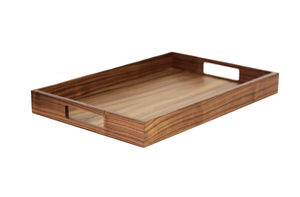 Plateau ottoman en bois massif personnalisé avec poignées, plateau de service rectangulaire moderne pour café et thé, organisateur de table pour la maison - Product Image 3