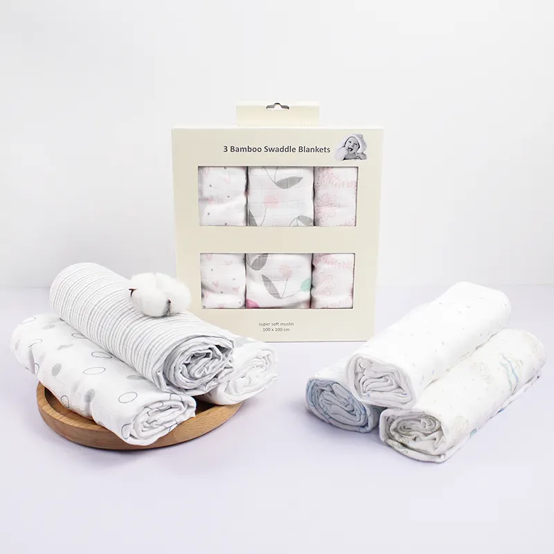 100*100 cm en gros nouvelle conception Super doux bambou Swaddle couverture personnalisé matelassé bébé couverture pour les enfants