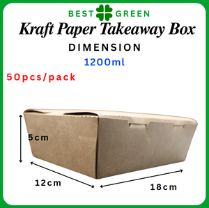 Hộp giấy kraft Takeaway | 500ml, 700ml, 1200ml, 2100ml | hình chữ nhật | Có thể tùy chỉnh | Có thể gập lại | Chống rò rỉ | lò vi sóng an toàn - Product Image 4