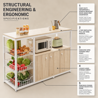 Étagère de rangement de cuisine, étagère à légumes multi-niveaux autoportante, étagère à casseroles multi-usages, étagère de rangement pour micro-ondes, organisateur de placard