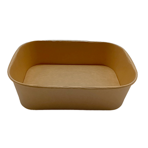 Couvercles rectangulaires jetables en papier biodégradable de qualité alimentaire, résistants aux fuites et à la graisse, en papier kraft, vente en gros pour salades rapides - Product Image 1
