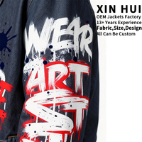 Veste de motard à col montant pour homme, impression personnalisée OEM 2026, graffiti streetwear, vente en gros, haute qualité, punk