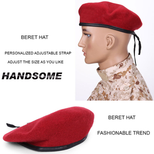 Cappello di berretto di lana personalizzato a buon mercato all'ingrosso della cina alla moda in pelle avvolgente berretto verde - Product Image 5
