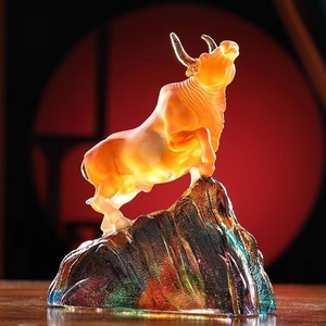 2025 Neueste Kristall-Tierfigur Liuli-Kunsthandwerk Bullen-Ornamente für Heimdekoration und Geschenke - Product Image 2