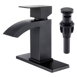 Robinet de lavabo de salle de bain en acier inoxydable noir de luxe à cascade à poignée unique CUPC - Product Image 3