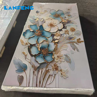 Panneaux muraux en PVC imperméables à haute brillance LANFENG, écologiques, de luxe, avec motif floral personnalisé, pour l'intérieur des hôtels
