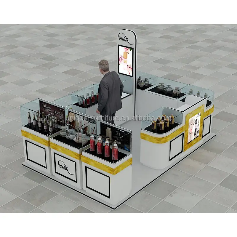 Kiosk suporte de celular para venda, suporte de madeira para telefone celular, exibição de cosméticos de kiosk no varejo