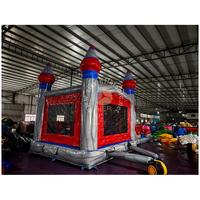Harga Pabrik Rumah Loncat Kastil Abu-abu Inflatable Titanium Dual Lane Combo dengan Seluncuran untuk Sewa Pesta