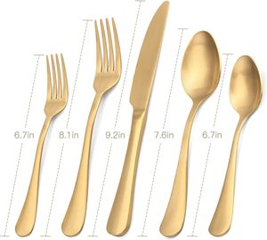 Bulk Golden Cutlery Stainless Steel Gold Service Spoon Fork Knife Silverware Serving Gold Wedding <b>Flatware</b> Set - Product Image 2