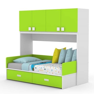 เตียงเดี่ยวพร้อมตู้เสื้อผ้าสำหรับเด็ก รุ่นทอมี่ นิกิ สีสันสดใส - Product Image 2