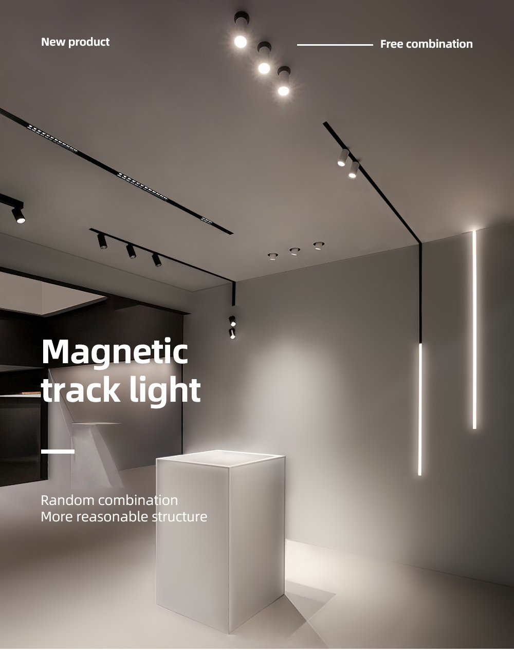 2021 New Trend Commercial Magnetic Track Light Dali Flexible Track Lighting Adjustable Light Decoration Living Room