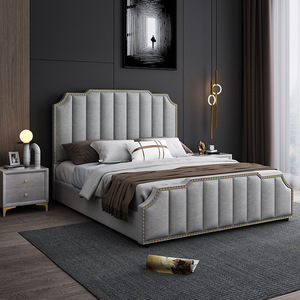 Cadre de <span class=keywords><strong>lit</strong></span> Queen en tissu technique de haute qualité, <span class=keywords><strong>lit</strong></span> double de luxe de grande taille pour chambre à coucher - Product Image 4
