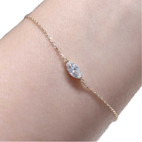 Bracelet en or 18 carats avec diamant de laboratoire DK 0,31 carat pour mariages ou fêtes, diamant accentué, simplicité et luxe