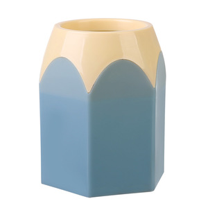 Color Blocked Hexagonal Pen Holder <b>Large</b> Capacity Student Stationery Storage Plastic PP <b>Desk</b> Organizer For Office School Use - Product Image 5