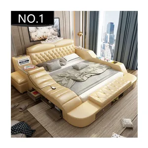 100% cow hide skin Multifunction function genuine leather massage leather bed