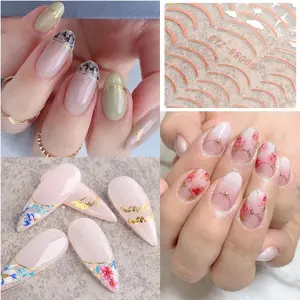The New Listing Art Gold Decal Custom Buy 2022 per Press On Nail Sticker Luxury 3d French Nail Sticker