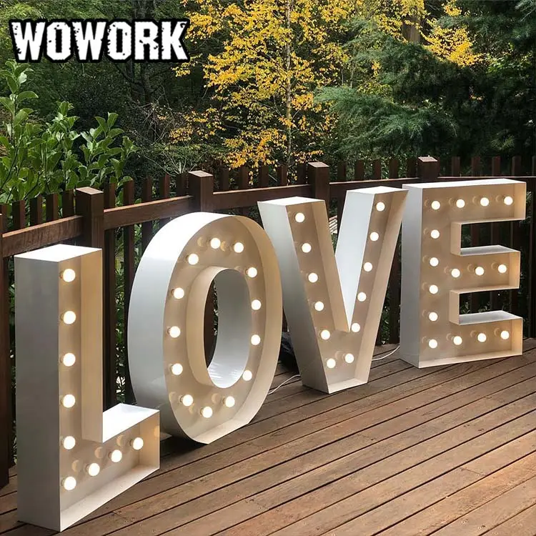 2022 WOWORK wholesale electronic signs led large illuminated giant light up letters lights love for wedding decoration