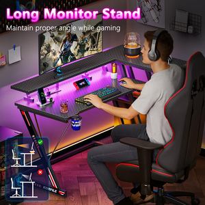 <span class=keywords><strong>Bureau</strong></span> PC modulaire en <span class=keywords><strong>bois</strong></span> en forme de L de haute qualité, moderne, pour le travail à domicile, avec support pour moniteur et rangement, idéal pour le gaming - Product Image 6