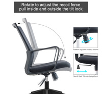 Chaise de Gamer Moderne Haut de Gamme Personnalisée avec Cadre en Plastique, Maille Noire, Magnétique, Ergonomique, Hauteur Réglable, Pivotante pour Ordinateur