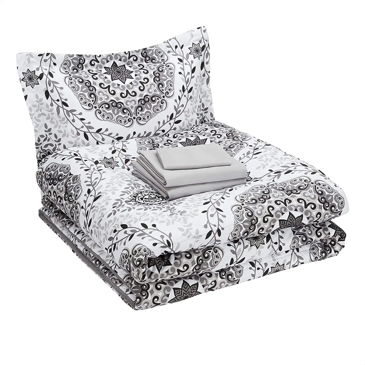 Juego de cama completo con estampado de flores geométricas, edredón de lujo de alta calidad