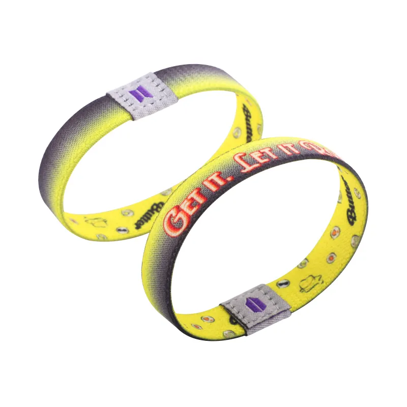 Bracelets magnétiques de concert en polyester bon marché de 1.3cm 1.5cm 2.5cm avec votre bracelet de logo personnalisé pour l'événement