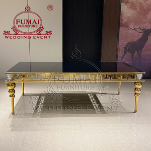 Precio de fábrica, decoración de palíndromo, mesas de boda de acero inoxidable, mesa superior de cristal Rectangular moderna - Product Image 3